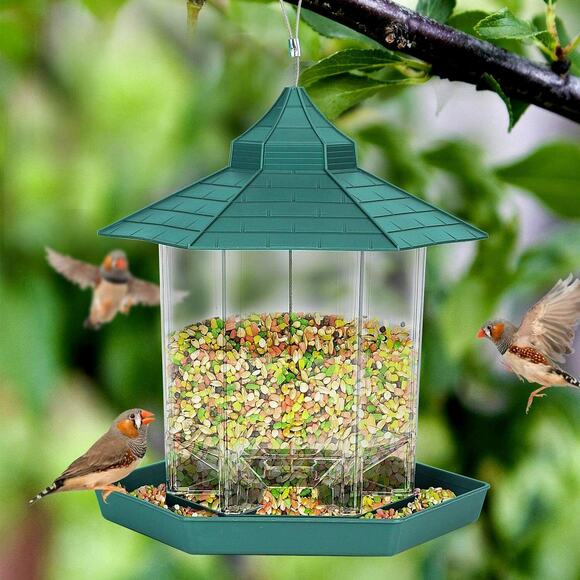 Bird Feeder Hanging Birds Seed Outside Wild Bird Feeders Garden Yard Rainproof - Picture 1 of 9